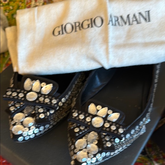 Giorgio Armani Black Embellished Women's Shoes